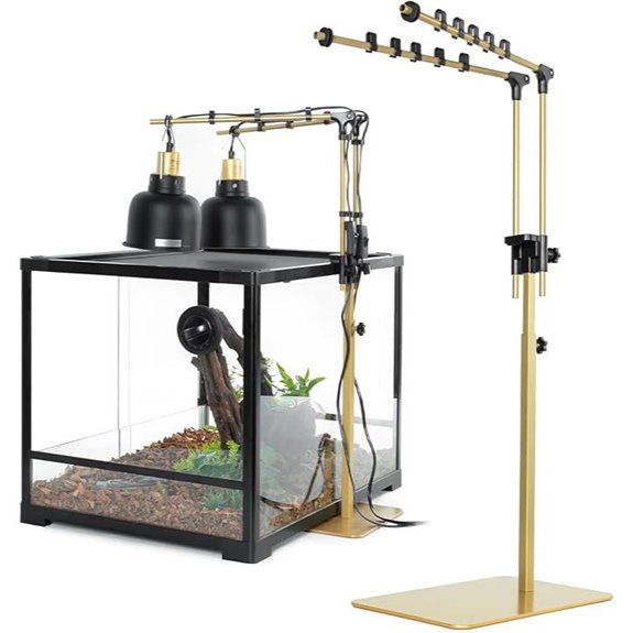 Metal Dual Reptile Lamp Stand with Adjustable Height