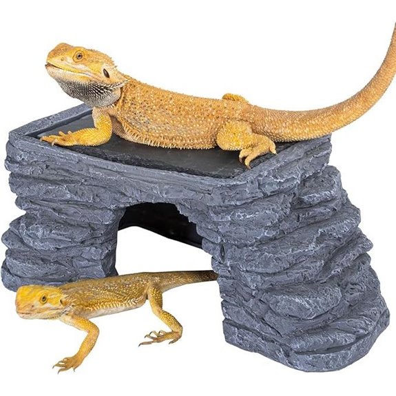 REPTI ZOO Bearded Dragon Basking Platform Stone Cave