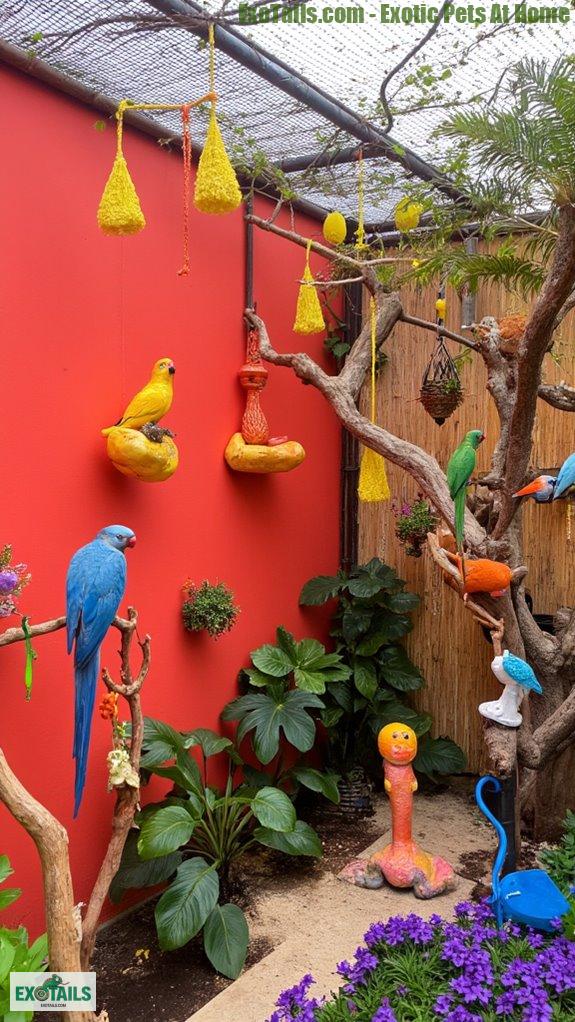 bold colors energize aviary