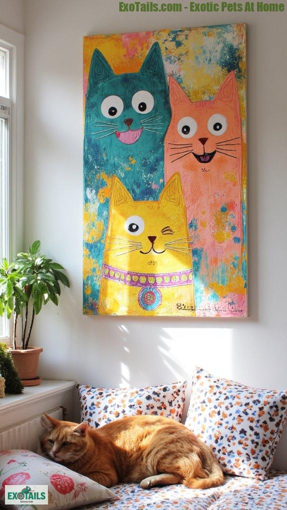 cat faces mixed media art