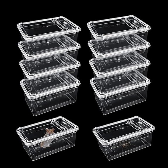 10 Pcs Reptile Feeding Box Enclosures (Clear)