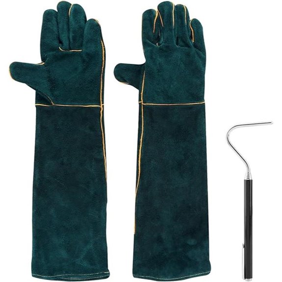 Animal Handling Gloves with 40 Collapsible Snake Hook
