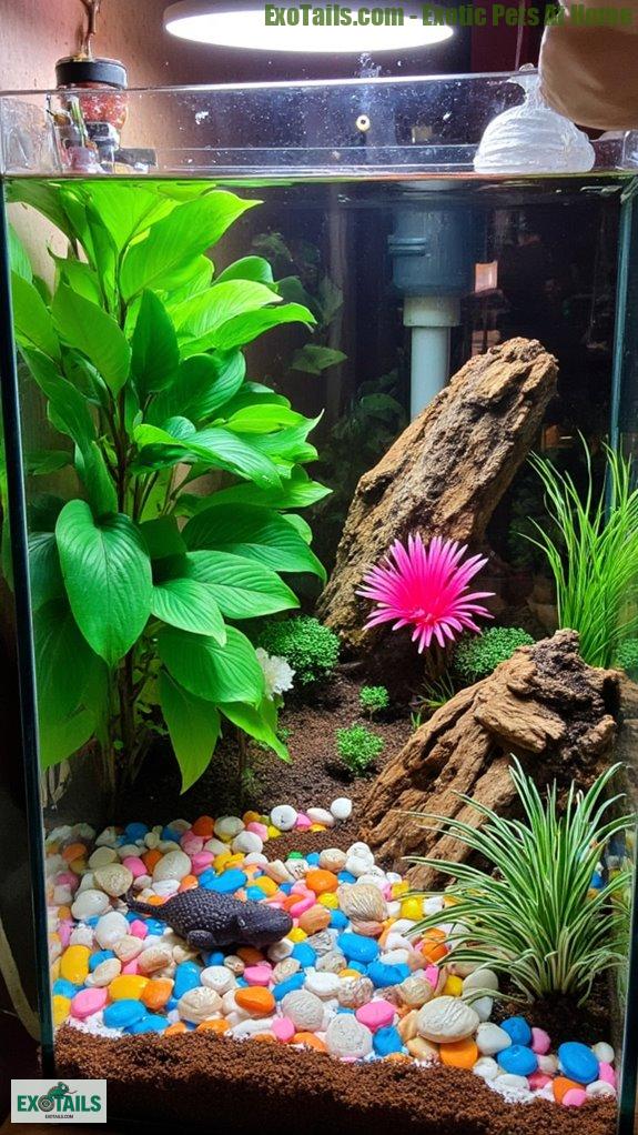 colorful aquatic environment setup