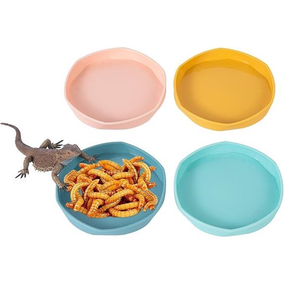 COMSUN 4-Pk Reptile Food Dish 4 Blue/Yellow