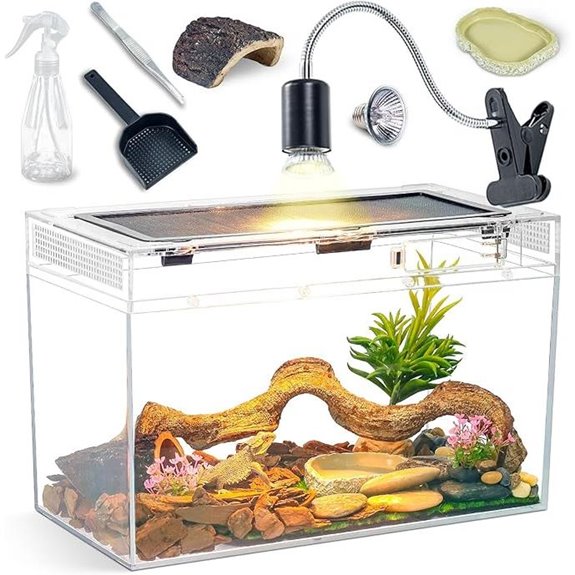 Reptile Tank Kit with Heat Lamp and Accessories