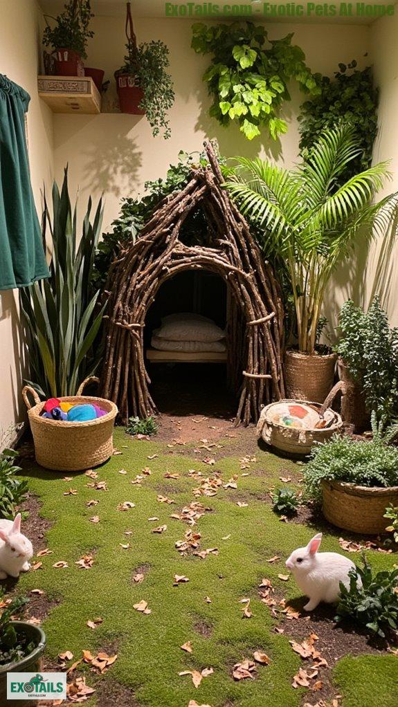 cozy forest rabbit habitat