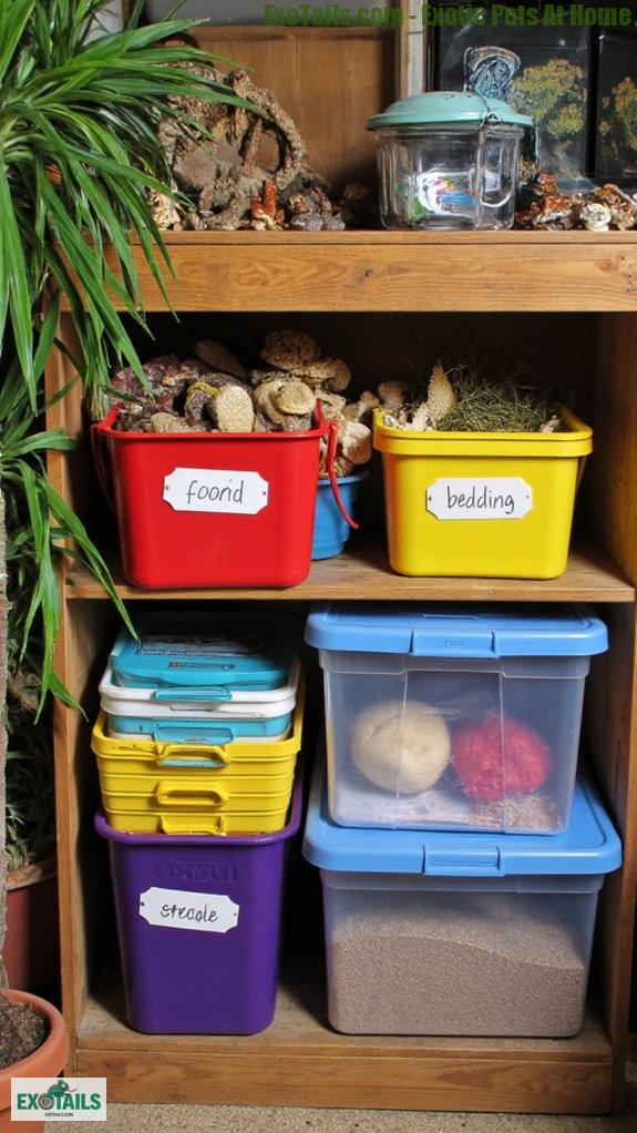 designated bins for organization
