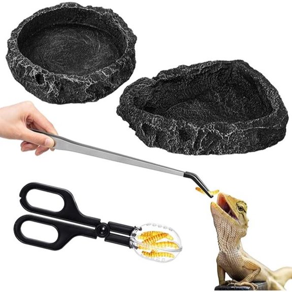 Bearded Dragon Food Bowls & Tongs Set