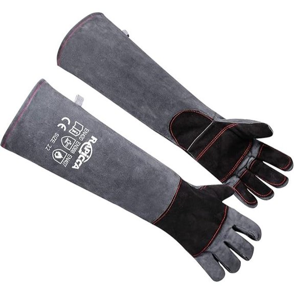 RAPICCA Bite-Proof Leather Handling Gloves 22in Grey-Black