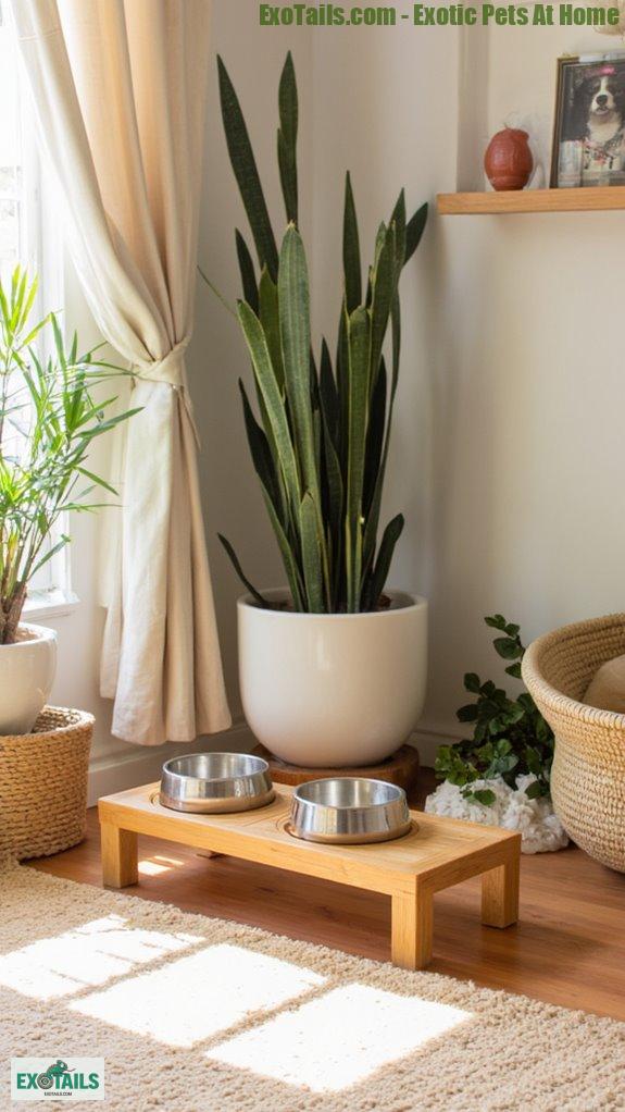 elegant bamboo pet feeding