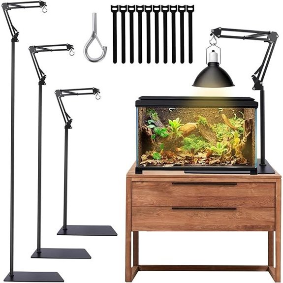 Adjustable Reptile Lamp Stand with Swing Arm