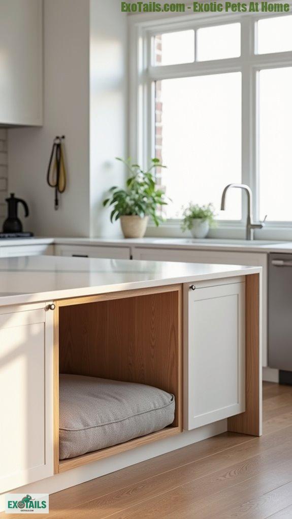 hidden pet bed island