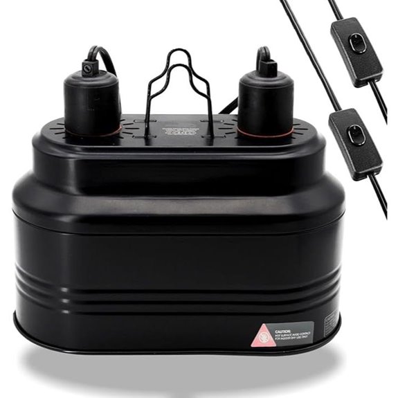 Dual Reptile Lamp Fixture with Independent Switches