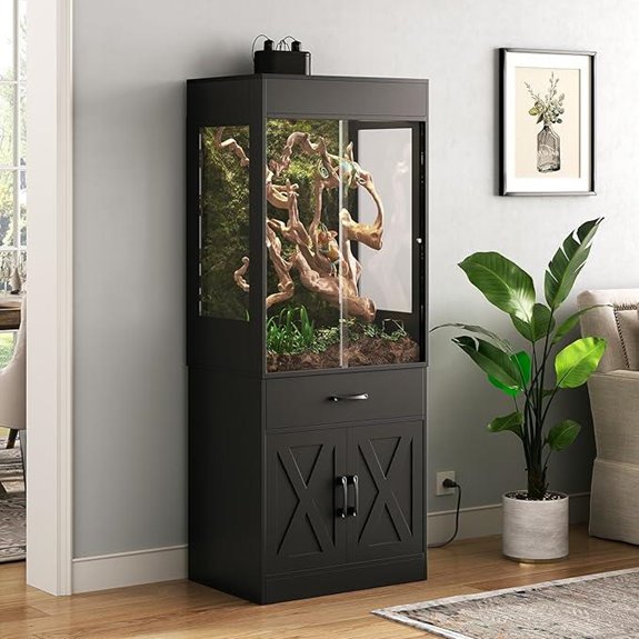 67 Gallon Reptile Tank with Stand and Cabinet