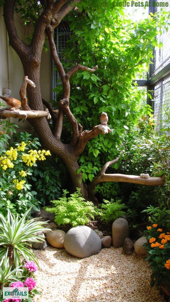 natural textures enhance aviary