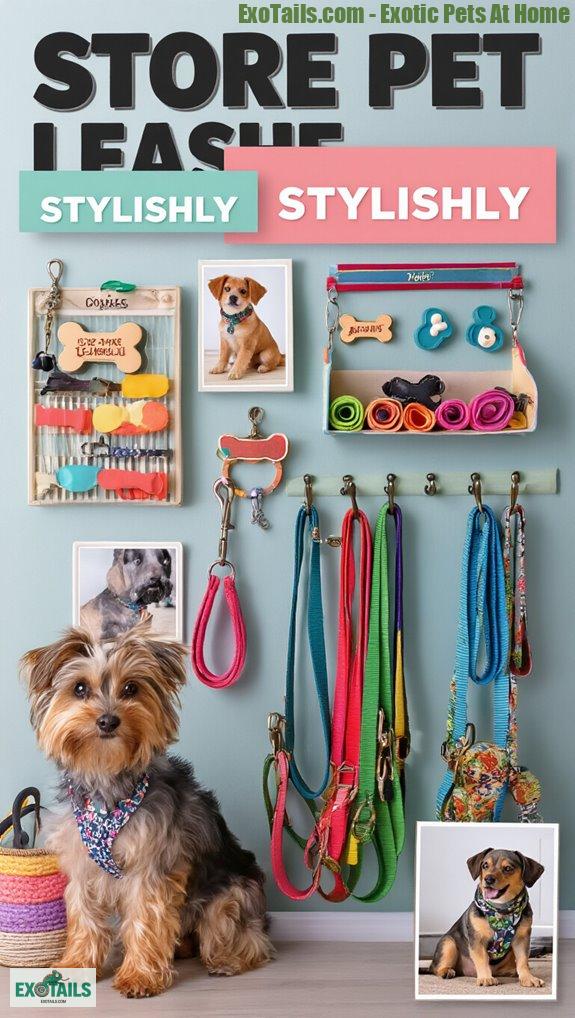 organize leashes with hooks