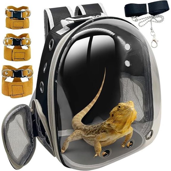 PINVNBY Bearded Dragon Carrier Backpack with Harness Set
