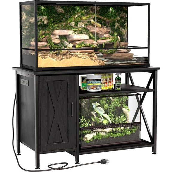 Reptile Tank Stand with Power Outlet Cabinet