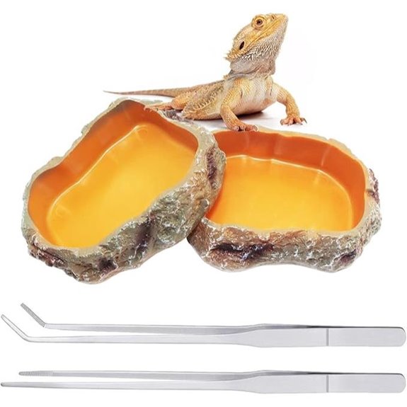 Reptile Bowl Set with Dishes Tongs Tweezers
