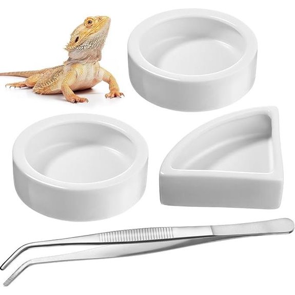 Boao Reptile Food Water Bowl Set with Tongs