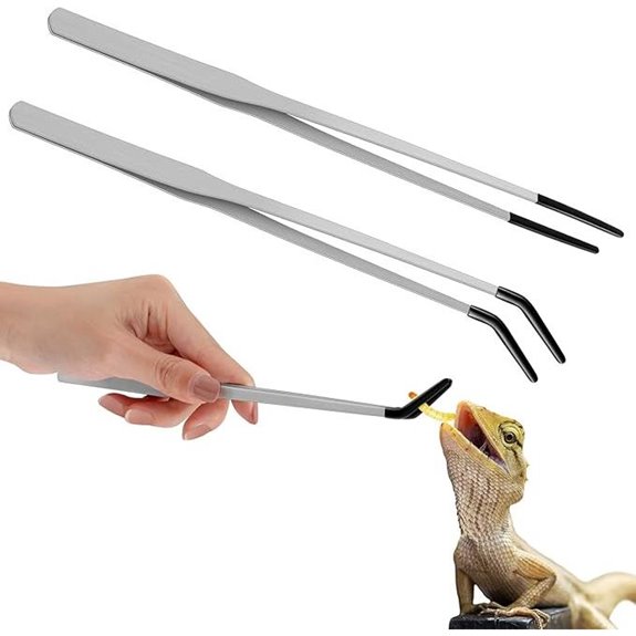 Lasnten 2 Pcs Stainless Steel Reptile Feeding Tongs