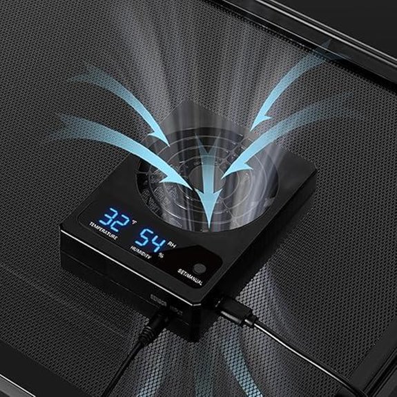 Reptile Terrarium Thermometer Hygrometer with Dehumidifier Fan
