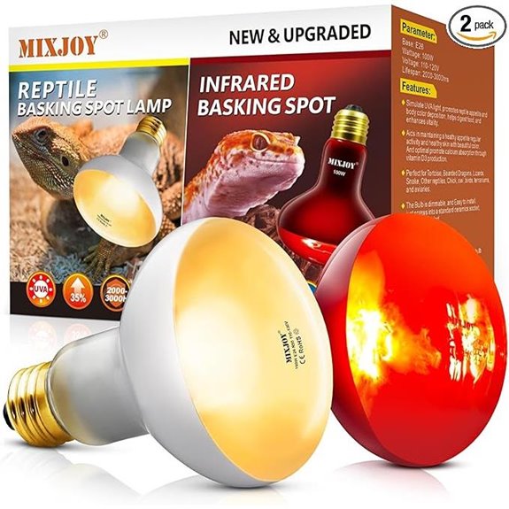 MIXJOY 100W Reptile Heat Lamp Bulb Combo
