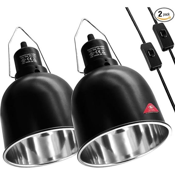 Reptile Deep Dome Lamp Fixture with Switches