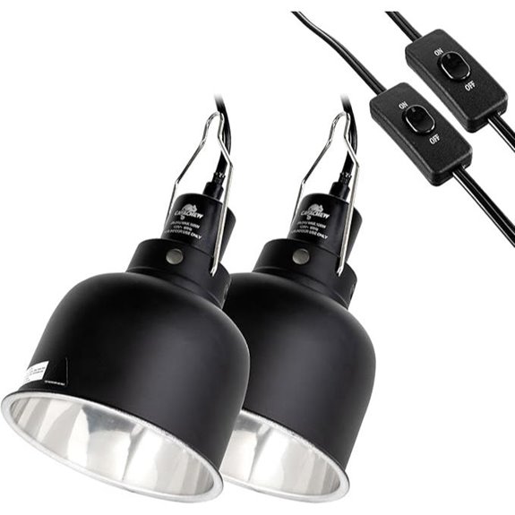 2 Pack Reptile Light Fixture with Dome 100W Black