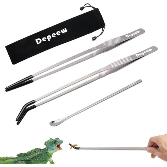 Reptile Feeding Tongs Set (4) with Rubber Tips