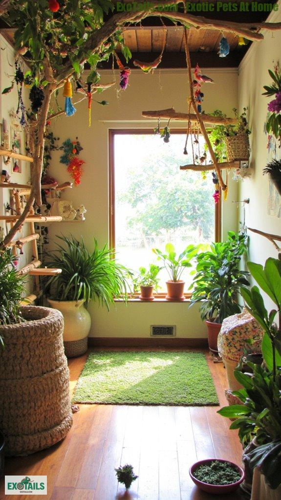 safe stimulating bird environments