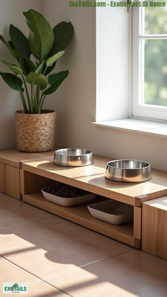 sleek organized pet feeding
