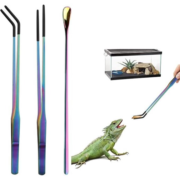 Stainless Steel Reptile Feeding Tongs Set with Tips
