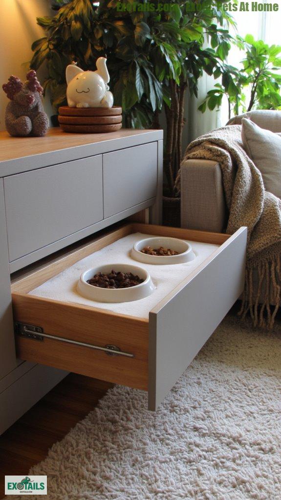 stylish built in feeding drawer