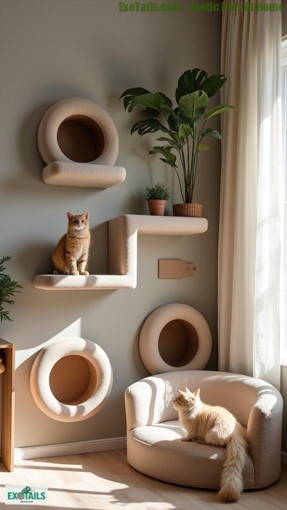 stylish feline climbing walls