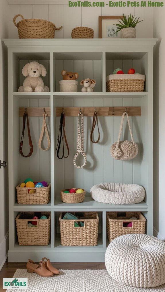 stylish pet organization cubbies