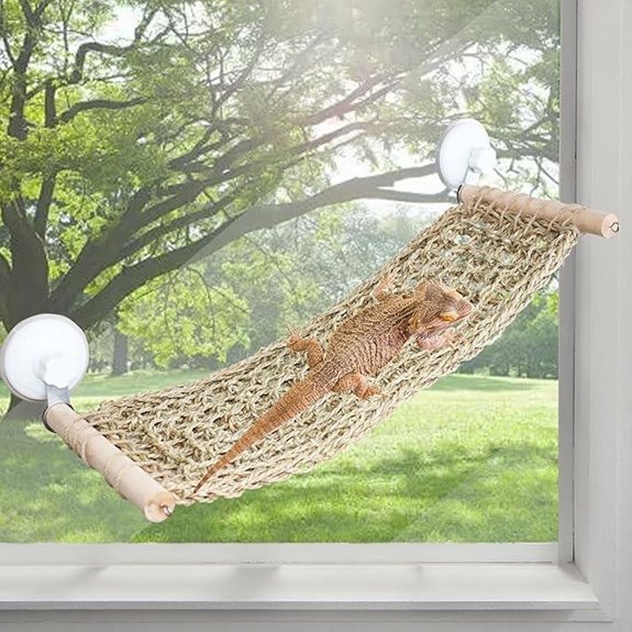 FlidRunest Seagrass Reptile Window Hammock with Suction Cups