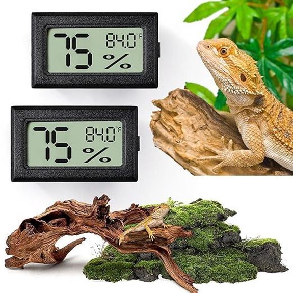 Reptile Thermometer & Humidity Gauge Set for Terrariums