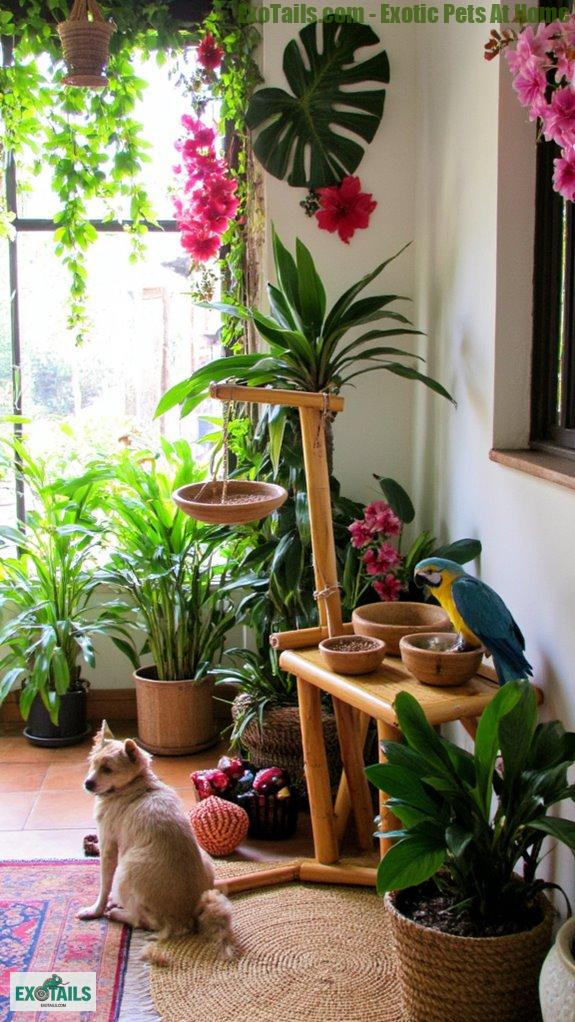 tropical oasis with pets
