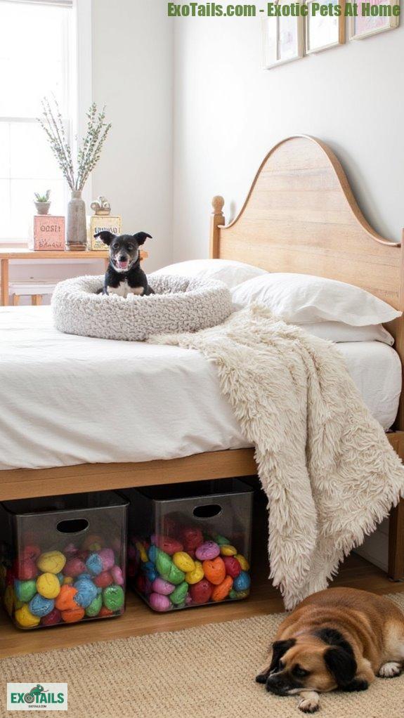 under furniture pet storage optimization