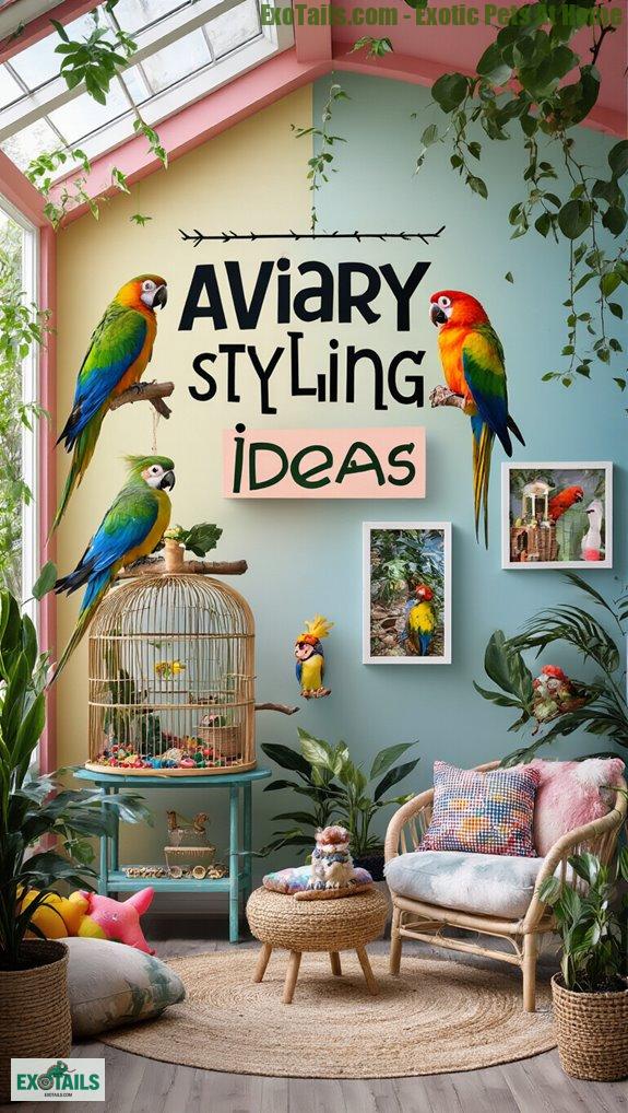 vibrant indoor parrot habitat