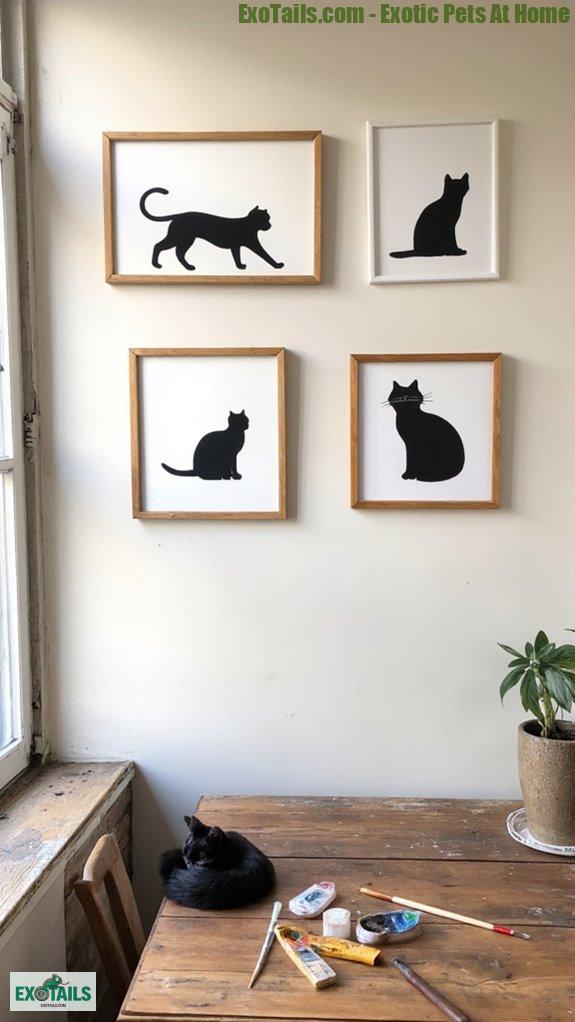 whimsical minimalist cat art
